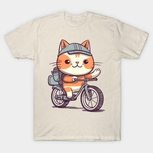 Funny cat rides bicycle T-Shirt